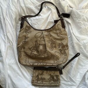 Coach shoulder bag with matching wristlet